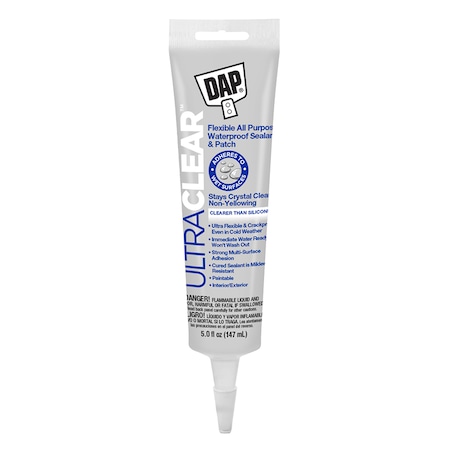Dap Indoor & Outdoor Sealant, 5 Oz, Crystal Clear, Liquid Rubber Base 18387